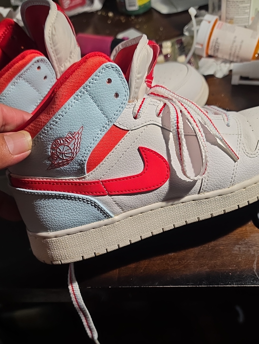 Jordan Kids' High-Top Sneakers - White & Red